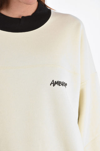 crew-neck sweatshirt with knitted details