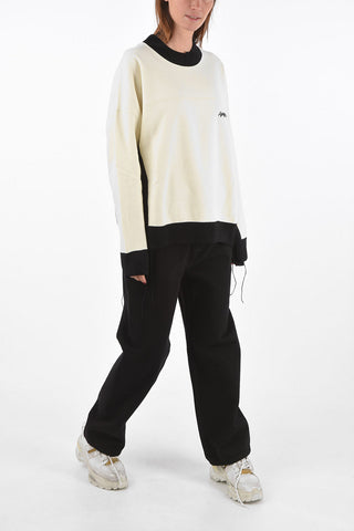 crew-neck sweatshirt with knitted details