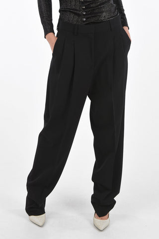 Double-pleated Pants with Belt Loops and Hidden Fastening