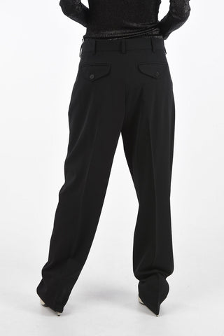 Double-pleated Pants with Belt Loops and Hidden Fastening