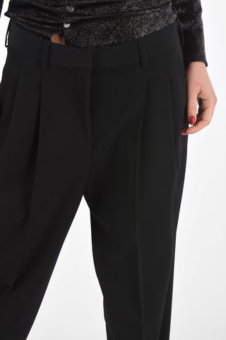 Double-pleated Pants with Belt Loops and Hidden Fastening