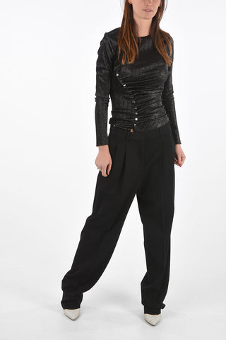 Double-pleated Pants with Belt Loops and Hidden Fastening