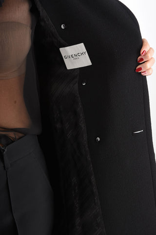 Wool Coat with Decentralised Closure and Jewel Buttons