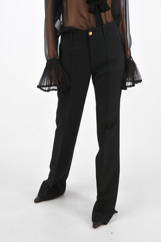 4 Pockets Pleated Pants with Jewel Button