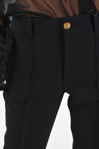 4 Pockets Pleated Pants with Jewel Button