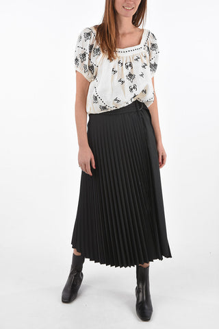 Belted Accordion Wrap Skirt