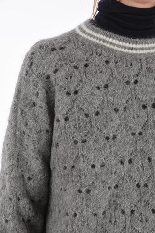 crew-neck openwork sweater