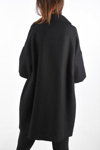 Single-breasted Coat with 3/4 Embroidered Sleeves