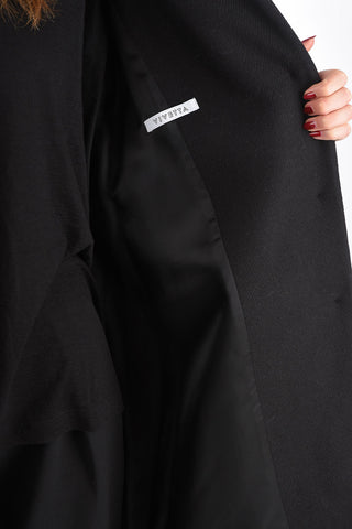 Single-breasted Coat with 3/4 Embroidered Sleeves