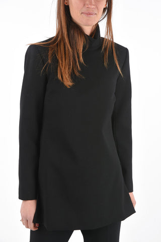 Maglia a Collo Alto Foderata con Zip Posteriore e Spacchi Laterali