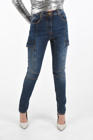 Jeans Cargo Skinny Fit con Bottone Gioiello