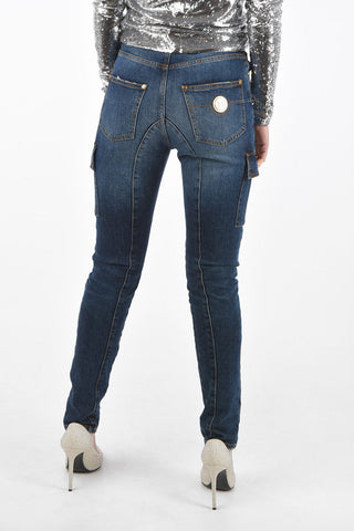Jeans Cargo Skinny Fit con Bottone Gioiello