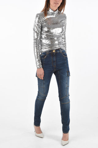 Jeans Cargo Skinny Fit con Bottone Gioiello