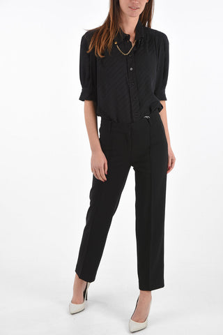Slim Fit Pants with Belt Loops and Hidden Fastening