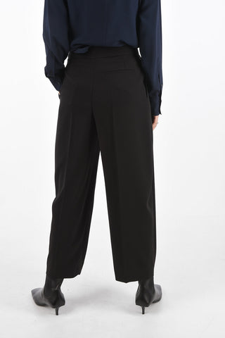 Loose Fit Single Pleated Pants with Hidden Closure