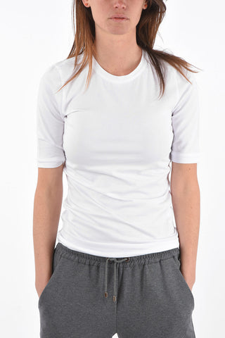 t-shirt girocollo in cotone stretch