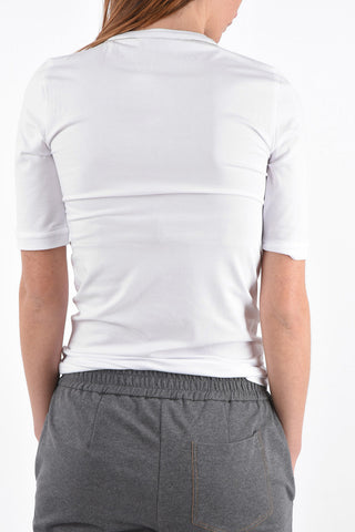 t-shirt girocollo in cotone stretch