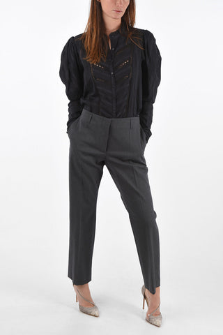 Slim Fit Pants with Belt Loops and Hidden Fastening