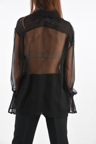 Blusa Cascade in Seta con Polsini Plissettati
