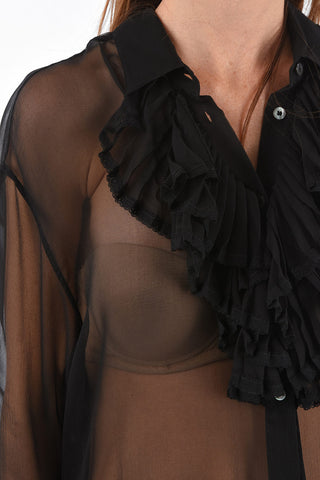 Blusa Cascade in Seta con Polsini Plissettati
