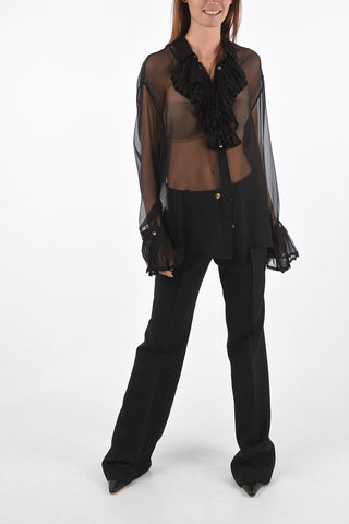 Blusa Cascade in Seta con Polsini Plissettati