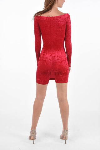 playsuit mini in velluto scollo a barca