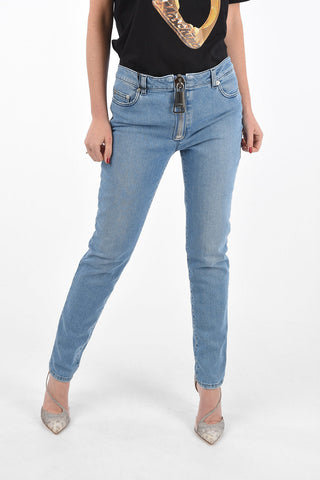 Skinny Fit Regular Waist Denims with Maxi Zip