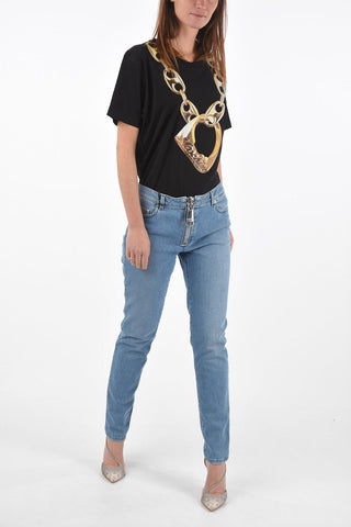 Skinny Fit Regular Waist Denims with Maxi Zip