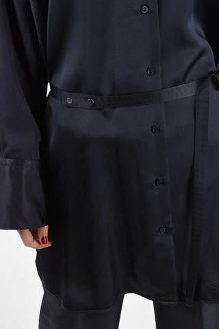 Oversized Satin Shirt with Standard Collar