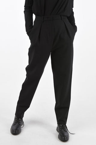 Single Pleated Pants with Belt Loops and Hidden Fastening