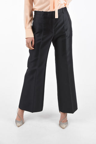 Wool and Silk Boot-cut Pants with Belt Loops