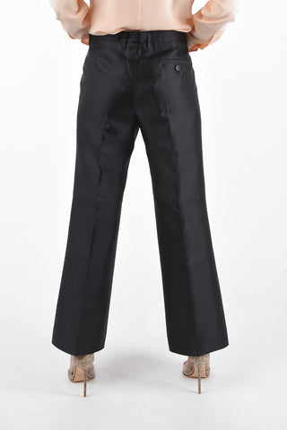 Wool and Silk Boot-cut Pants with Belt Loops