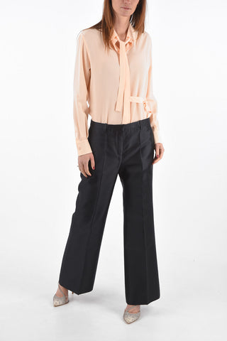 Wool and Silk Boot-cut Pants with Belt Loops