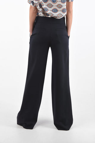 Flared High Waist Pants with 2 Button Rows