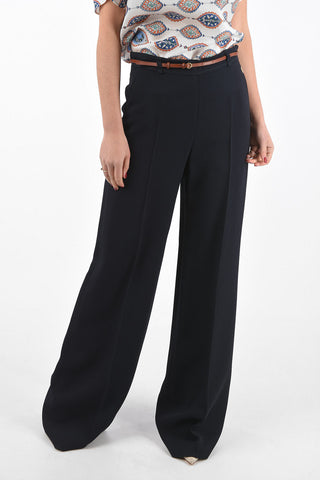 Tailored High-waisted Wide-leg Pants with Contrasting Belt