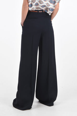 Tailored High-waisted Wide-leg Pants with Contrasting Belt