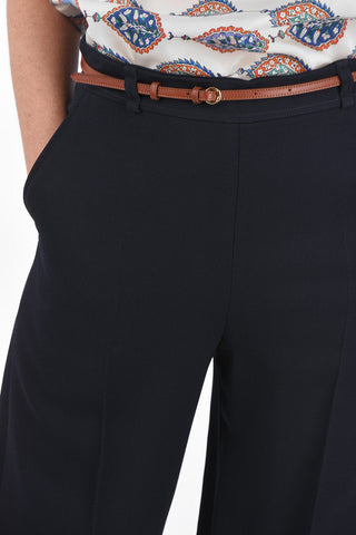 Tailored High-waisted Wide-leg Pants with Contrasting Belt