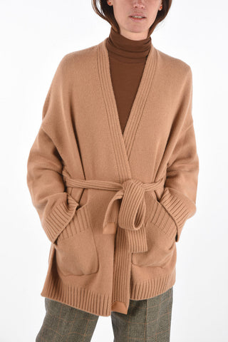 Cardigan in cashmere con cintura