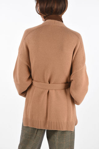 Cardigan in cashmere con cintura