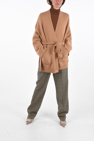 Cardigan in cashmere con cintura
