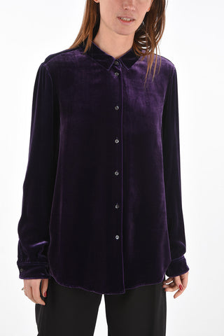 Velvet Shirt with Round Shaped Hem