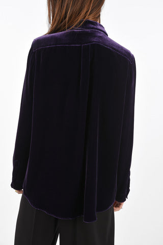 Velvet Shirt with Round Shaped Hem