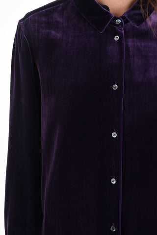 Velvet Shirt with Round Shaped Hem