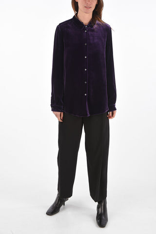 Velvet Shirt with Round Shaped Hem