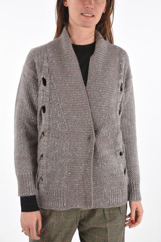 sequined cardigan with cut out details