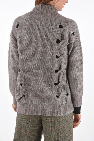 sequined cardigan with cut out details
