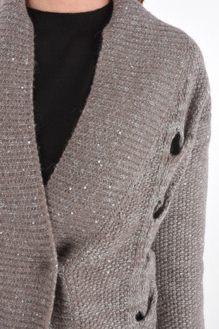 sequined cardigan with cut out details