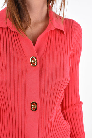ribbed lightweight maxi cardigan with golden buttons