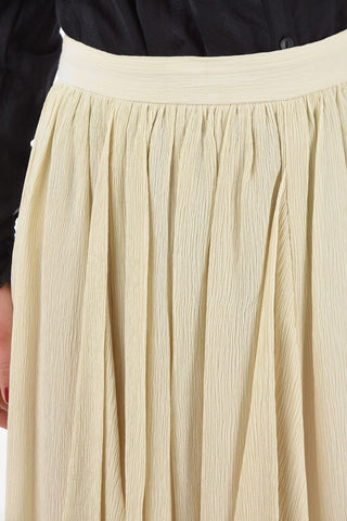 Gonna Sotto al Ginocchio in Cotone e Seta con Drappi e Zip Laterale