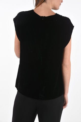 MM6 Top in Velluto con Stampe e Zip Posteriore